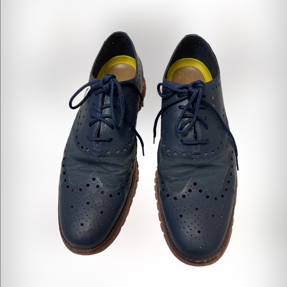 Cole Haan Zerogrand Wingtip Oxford Navy Blue Leather Lace Up Men 10.5 M